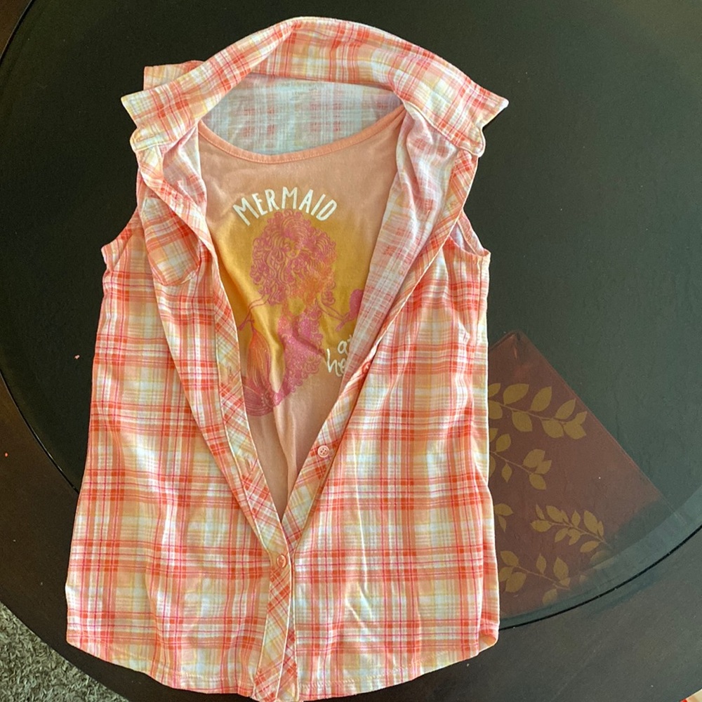 Pink faux layer Wallflower girl children’s size L(14/16) shirt